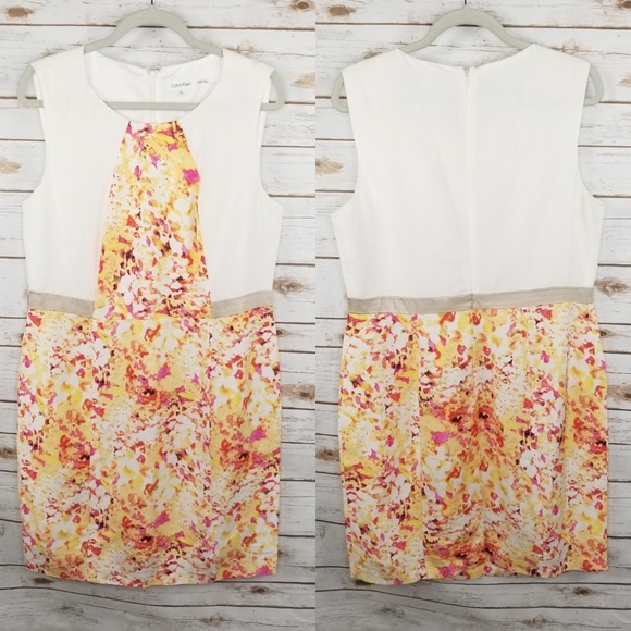 Calvin Klein linen blend watercolor sheath dress - Picture 1 of 7